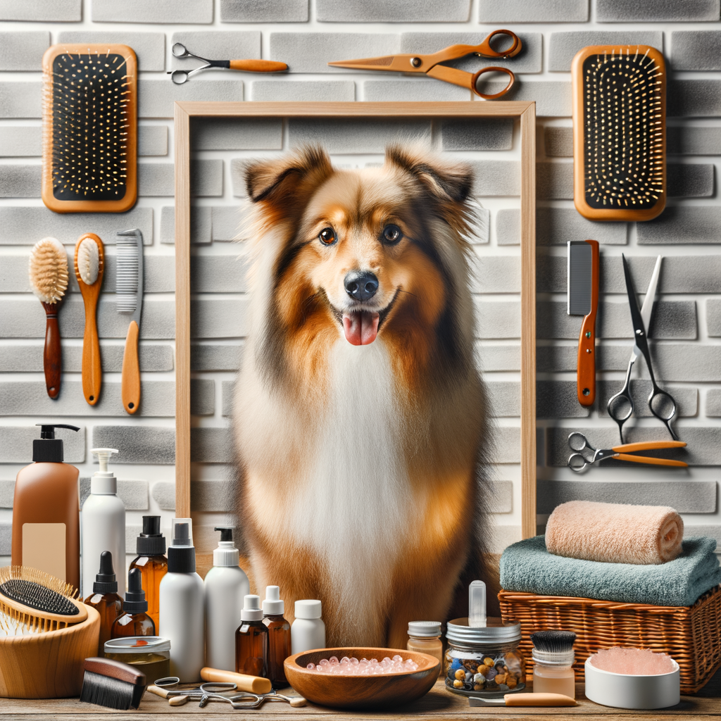 DIY dog grooming setup at home with natural skin care products for dogs with sensitive skin, showcasing homemade dog grooming and DIY pet care practices.