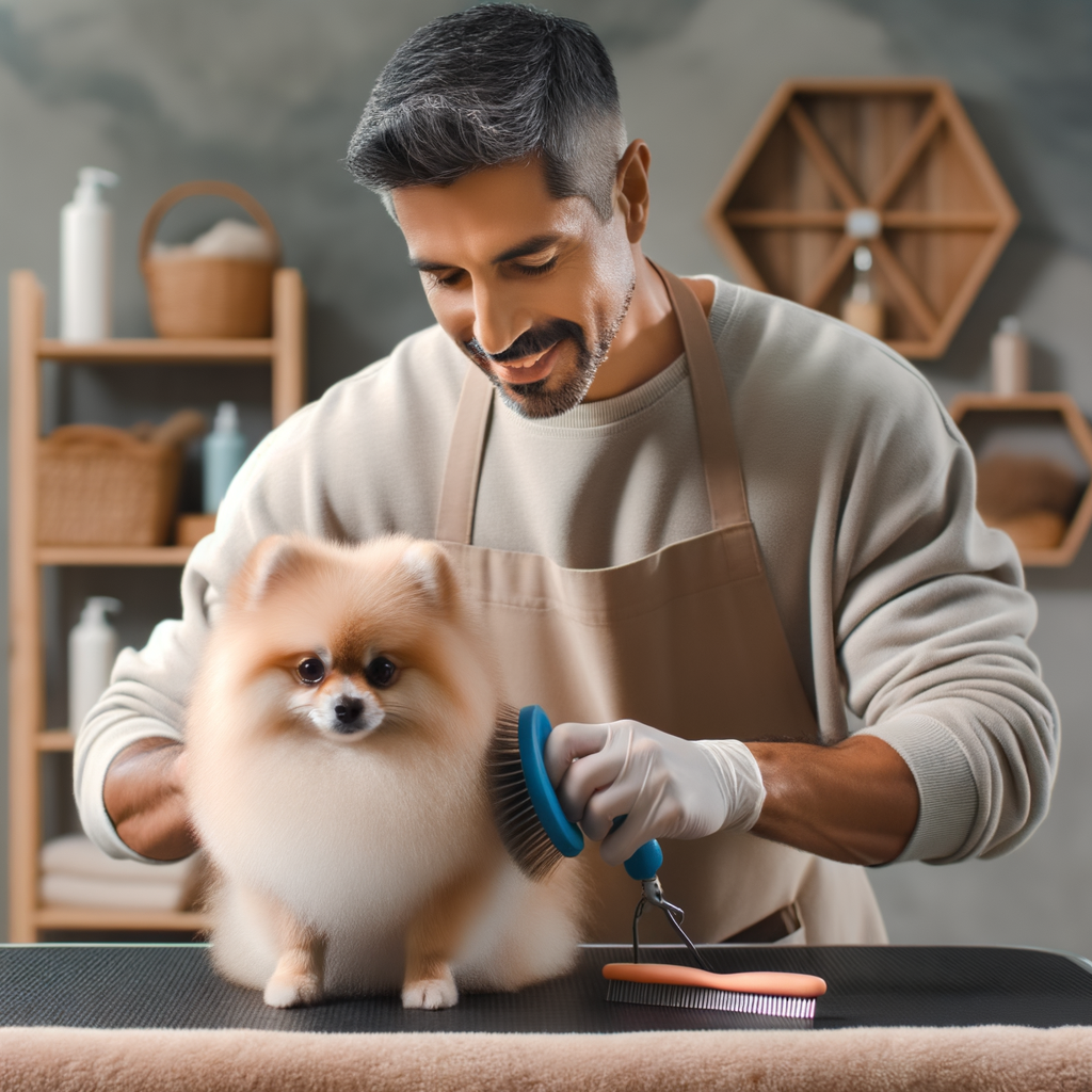 Professional groomer using gentle, pain-free techniques on an anxious dog, showcasing best dog grooming tips for sensitive, low pain tolerance pets.